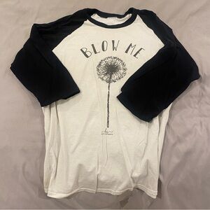 HIPPIE RUNNER “Blow Me” Dandelion Baseball Tee, Medium